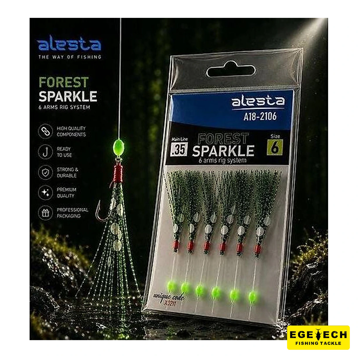 Forest Sparkle Rig X0211 6'lı çapari parlak tüylü takım görsel 2